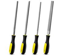 Yonality 4 Pezzi Set di Lima Metalliche 200mm, Lime rotonde, semitonde, triangolari e piatte, 8 Pollici Strumenti di Lavoro per Legno e Plastica, Per affilare lame di tosaerba, cesoie da giardino, asc