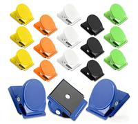 Yonality Clip di metallo magnetico multicolore da 18 pezzi, clip magnetica lavagna bianca, pinze multiuso in metallo per lavagna magneti del frigorifero cucina casa ufficio (rotonde)