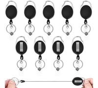 Yonality Llavero Retractil Con clip para cinturón, Llavero retractil 10 piezas extensible con Cordón de Extensible de 63 cm soporte, Para funda tarjeta identificación portatarjetas colgante