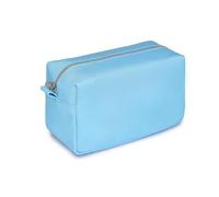 YONBEN Borsa organizer leggera per cosmetici con chiusura ad anello, perfetta borsa da viaggio per il trucco da donna, in nylon, design stand up, Celeste/Nylon, Semplice