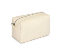 YONBEN Borsa organizer leggera per cosmetici con chiusura ad anello, perfetta borsa da viaggio per il trucco da donna, in nylon, design stand up, Bianco Crema/Nylon, Semplice