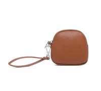 YONBEN Borsa organizer per trucchi per borsetta, da viaggio, per articoli da toeletta con cerniera, piccola borsa per il trucco con tasche, design con cinturino (nero-nylon).., Pu/Sella Marrone