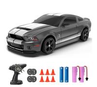 YONCHER Macchina Telecomandata, RC Drift Car per Bambini, Ford Mustang Shelby GT500 con licenza ufficiale, 1:24 20KM/H 4WD Macchine Telecomandate, Radiocomandata Auto per Adulta, Grigio