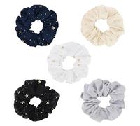 Yonchic 5 elastici per capelli in raso di seta a tinta unita, graziosi, elastici per coda di cavallo, per donne e ragazze, eleganti elastici per capelli sottili e spessi (chiffon)