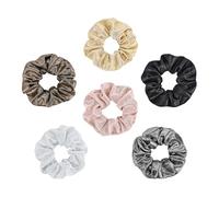 Yonchic 6 elastici per capelli scintillanti metallizzati per donne e ragazze, elastici per capelli con glitter lucidi, grandi e carini, elastici per coda di cavallo (colore solido)