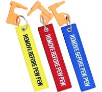 YONCONO Confezione da 3 bandiere di sicurezza per fucili, pistole da caccia, rosso, blu, giallo, etichette da ricamo, portachiavi da rimuovere - Compatibilità universale (rosso)