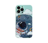 Yonds Queen Custodia per iPhone 13 Cute Case, Cool Cartoon Astronaut Planet Moon Space Design Elegante Morbido Bumper Custodia Protettiva (iPhone 13, luna verde)