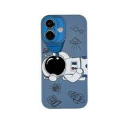 Yonds Queen Custodia per iPhone 16, Cool Cartoon Astronaut Space Design Stylish Bumper Soft TPU Rubber Cover Protettiva Anti Slip Shockproof Creative Case (Blue Space, iPhone 16)