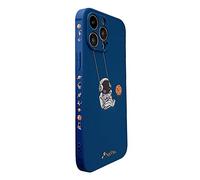 Yonds Queen Custodia per iPhone 16 Pro Max alla moda motivo in stile fumetto con astronauta altalena pianeti e luna antiurto antiscivolo (iPhone 16 Pro Max, Blue Planet)