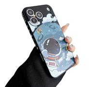 Yonds Queen Custodia per iPhone 17 Pro Max Cute Case, Cool Cartoon Astronaut Planet Moon Space Design Elegante Morbido Bumper Custodia Protettiva (iPhone 17 Pro Max, luna nero)