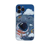 Yonds Queen Custodia per iPhone X/XS Cute Case, Cool Cartoon Astronaut Planet Moon Space Design Elegante Morbido Bumper Custodia Protettiva (iPhone X/XS, Blu Moon)