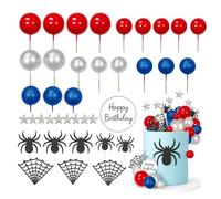 YONEEKSS 37 decorazioni per torte per feste, a tema cartone animato, ragnatela, stelle, palline per torte, decorazioni per feste di compleanno, per ragazzi e ragazze