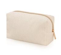 YONEEKSS Borsa per trucchi per borsa, trousse per cosmetici da donna, piccola borsa per il trucco per borsa in velluto a coste, borsa da toilette portatile per viaggi, Beige, Tinta unita