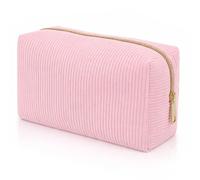YONEEKSS Borsa per trucchi per borsa, trousse per cosmetici da donna, piccola borsa per il trucco per borsa in velluto a coste, borsa da toilette portatile per viaggi, rosa, Tinta unita