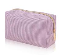 YONEEKSS Borsa per trucchi per borsa, trousse per cosmetici da donna, piccola borsa per il trucco per borsa in velluto a coste, borsa da toilette portatile per viaggi, Viola, Tinta unita