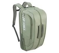 YONEX Esperto BA02312EX Zaino in pelle per badminton/tennis/squash, capacità 3 racchette, con scomparto per scarpe, verde oliva