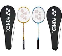 Yonex GR 303 - Racchetta da badminton in misto alluminio con copertura completa, set di 2 (giallo/blu)
