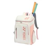 YONEX Zaino sportivo di alta qualità, grande capacità, multi-scomparto per racchette, per badminton e tennis, scomparto separato per scarpe (bianco e rosa)