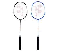 YONEX ZR 100 - Racchetta da badminton leggera in alluminio con copertura completa, colore: nero e blu, made in India, set da 2