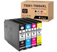 Yongairuink T9081 T9082 T9083 T9084 Pigment Cartucce compatibili con EPS Workforce Pro WF-6090DW WF-6590DWF (4 confezioni, 1BK 1C 1M 1Y)