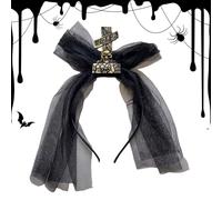 Yongany Fasce per capelli di Halloween, fascia per capelli spettrale con velo per feste - per costumi horror di Halloween, fascia per capelli per carnevale, spettacoli teatrali e balli in