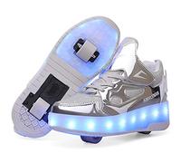 YongerYong Scarpe con Rotelle Pattini LED Luce per Ragazzi e Ragazze, Scarpe con Automatiche Rotelle Retrattile,Outdoor Multisport Ginnastica Running Sneaker per Bambino