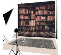 YongFoto 1,5x1,5m Sfondo Fotografico Libri biblioteca stanza studio libreria dello scaffale dell'annata triste Grunge Stripes Wood Floor interno Fondale Foto Festa Bambini Boby Partito Studio Puntelli