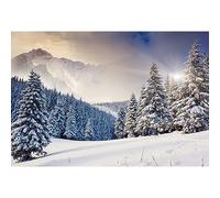 YongFoto 1,5x1m Fotografia Scenografia per l'inverno Pineta Forte nevicata Snow Mountain Luce del sole Foto Sfondo invernale per la fotografia Natale Nuovo anno Festa Foto