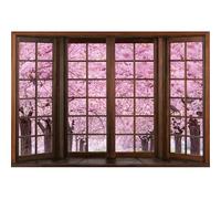 YongFoto 1,5x1m Primavera fondale Albero di ciliegio in fiore Fiore rosa Finestra di legno Sfondo per la fotografia Compleanno delle ragazze all'aperto Decorazione di matrimonio Forniture Photo Prop