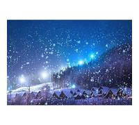 YongFoto 1,5x1m Sfondo Fotografico Natale Cielo notturno degli alberi Snowing Shining Ric Village Night View Trees Natale invernale Fondale Foto Festa Bambini Boby Nozze Adulto Partito Studio Puntelli