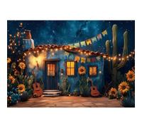 YongFoto 1,5x1m Sfondo notturno del Giorno dei Morti Girasole cactus cascina esterna sfondo foto festa messicana decorazione per studio fotografico per ritratti