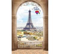 YongFoto 1,5x2,2m Sfondo Fotografico Sognando i siti storici Torre Eiffel francese Parigi Vista superiore città moderna Fondale Foto Festa Bambini Boby Nozze Adulto Partito Studio Fotografico Puntelli