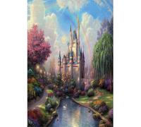 YongFoto 1,5x2,2m Vinile Sfondo Fotografico Favola Angel Castle Blue Sky White Cloud Rainbow Pathway Stream Fondale Foto Photo Booth Partito Banner Bambini Photo Studio Puntelli