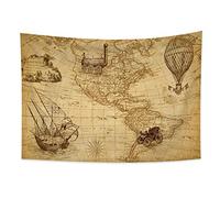 YONGFOTO 100x70cm Mappa del Mondo Arazzo Appeso a Paretà, Continente Americano età Industriale Invenzione Coperta per Camera Vecchio secolo Avventura Scoperta storica per la Scuola Aula Dorm