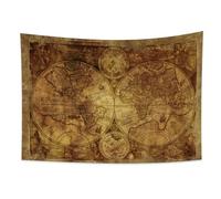 YONGFOTO 100x70cm Mappa del mondo Arazzo Appeso a parete, Vintage Screziato Mappa del mondo Murale Coperta per camera Vecchio secolo Avventura Scoperta storica per la scuola Aula Dorm