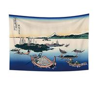 YONGFOTO 100x70cm Ukiyo-e Arazzo Monte Fuji 36 Viste Camera Tappezzerie Isola di Tsukada in provincia di MusashiPaesaggio Arte muraria Giapponese Pittura tradizionale Stile Toyo Arazzi