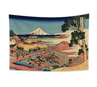 YONGFOTO 100x70cm Ukiyo-e Arazzo Monte Fuji 36 Viste Camera Tappezzerie Katakura Piantagione di tè in provincia di SurugaPaesaggio Arte muraria Giapponese Pittura tradizionale Stile Toyo Arazzi