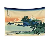 YONGFOTO 100x70cm Ukiyo-e Arazzo Monte Fuji 36 Viste Camera Tappezzerie Shichiri Beach in provincia di SagamiPaesaggio Arte muraria Giapponese Pittura tradizionale Stile Toyo Arazzi