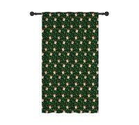 YONGFOTO 107x160cm Tende di Natale per Soggiorno, Renna Verde e Luci Colorate Decorazione Invernale Filtraggio Luce Tasca Asta Trattamento Finestra per Asilo, 1 Pannello
