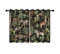 YONGFOTO 117x229cm Tende oscuranti per il mondo degli animali Jungle Wildlife World Elefante Giraffa Safari selvaggio Foresta per Tende Finestra Soggiorno Camera da Letto, 2 Pannelli con occhiello