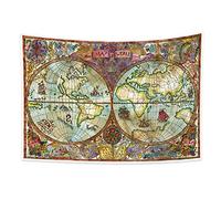 YONGFOTO 150x100cm Map Arazzo, Mappa del mondo Arazzi Pittura colorata Carta nautica retrò europea Vecchio Atlante storico Arazzo per soggiorno Dormitorio Decor Copridivano Tappeto