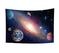 YONGFOTO 150x100cm Spazio Arazzo, La terra Luna Pianeta Meteorite Stellato Galassia Appeso a parete per Room Decor Mostra a tema Sospeso Dormire Stanza da letto Wall Art Stella Arazzi