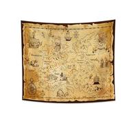 YONGFOTO 150x130cm Arazzo Mappa dei Pirati Vintage, Isola del Tesoro Occidentale Rotta Navigazione Decorazione Dormitorio & Copridivano Letto