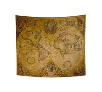 YONGFOTO 180x160cm Carta Geografica Arazzo, Colorato Mappa del Mondo Arazzi Occidentale Famoso Le Persone Ritratti Terra Fiore Pianta Arazzo Per Dormitorio Decor Coperta E-lezione