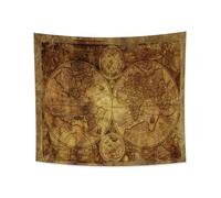 YONGFOTO 180x160cm Mappa del mondo Arazzo Appeso a parete, Vintage Screziato Mappa del mondo Murale Coperta per camera Vecchio secolo Avventura Scoperta storica per la scuola Aula Dorm