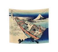 YONGFOTO 180x160cm Ukiyo-e Arazzo Monte Fuji 36 Viste Camera Tappezzerie Ushibori nella provincia di HitachiPaesaggio Arte muraria Giapponese Pittura tradizionale Stile Toyo Arazzi