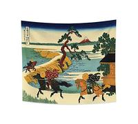 YONGFOTO 180x160cm Ukiyo-e Arazzo Monte Fuji 36 Viste Camera Tappezzerie Villaggio di Sekiya sul fiume SumidaPaesaggio Arte muraria Giapponese Pittura tradizionale Stile Toyo Arazzi