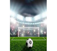 YongFoto 1x1,5m Vinile Sfondo Fotografico Pallone da Calcio su Arena Stadio Verde Fondale Foto Festa Bambini Boby Nozze Adulto Partito Studio Fotografico Puntelli