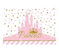 YongFoto 2,2x1,5m Compleanno Fotografia Fondale Principessa Corona Castello rosa Punto d'oro Glitter Banda Sfondo Per la decorazione del partito Neonato Bambino Bambini Fotografia Foto
