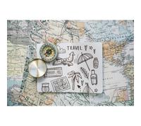 YongFoto 2,2x1,5m Fotografia Sfondo Mappa Del Mondo Bussola Aereo Palm Pic Viaggio a Tema Foto Banner Per Le Vacanze Adulti Pensionamento Bambini Laurea Biblioteca Decorazione Interna Props